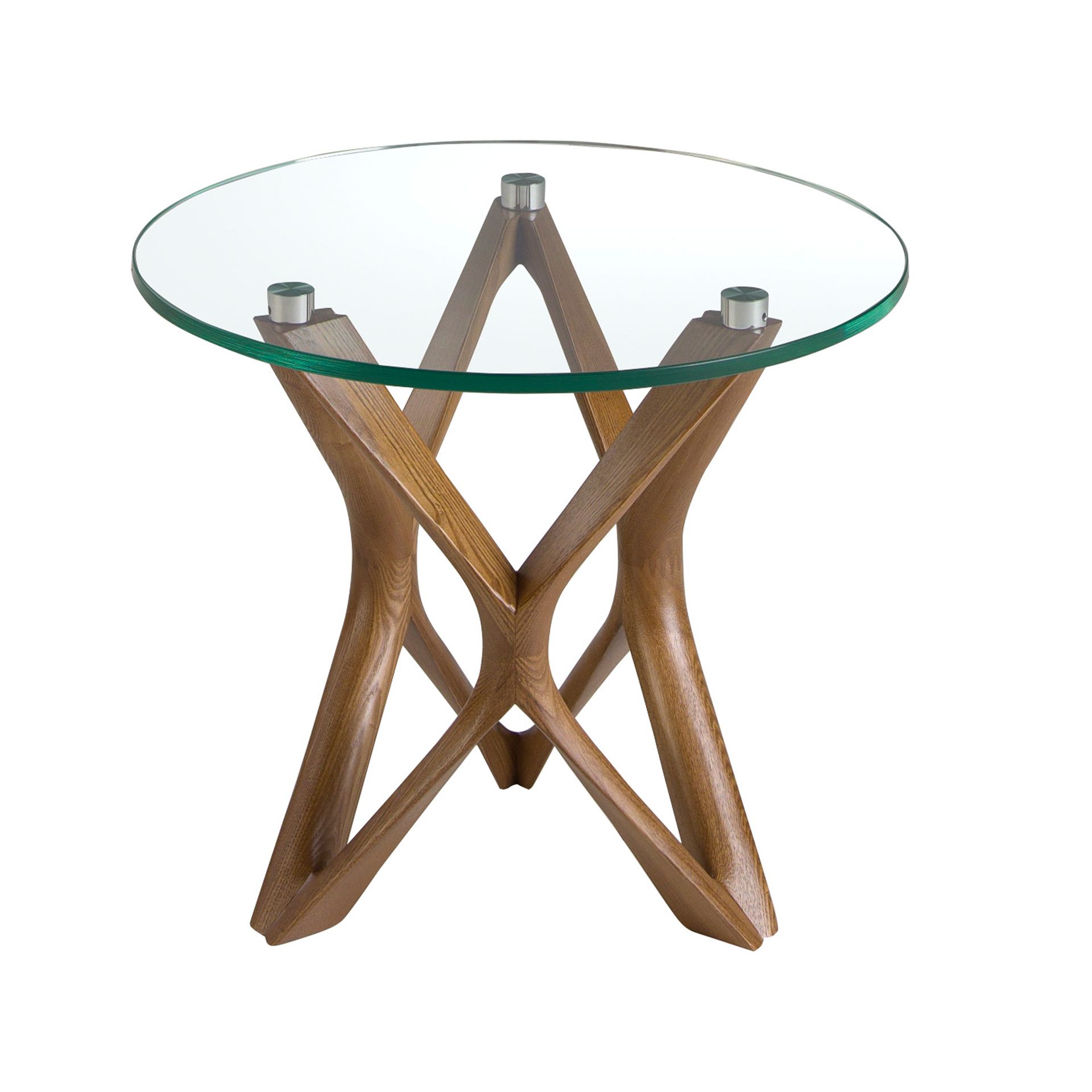 Круглый приставной столик 2127/LT17192 из закаленного стекла и ореха Angel Cerda