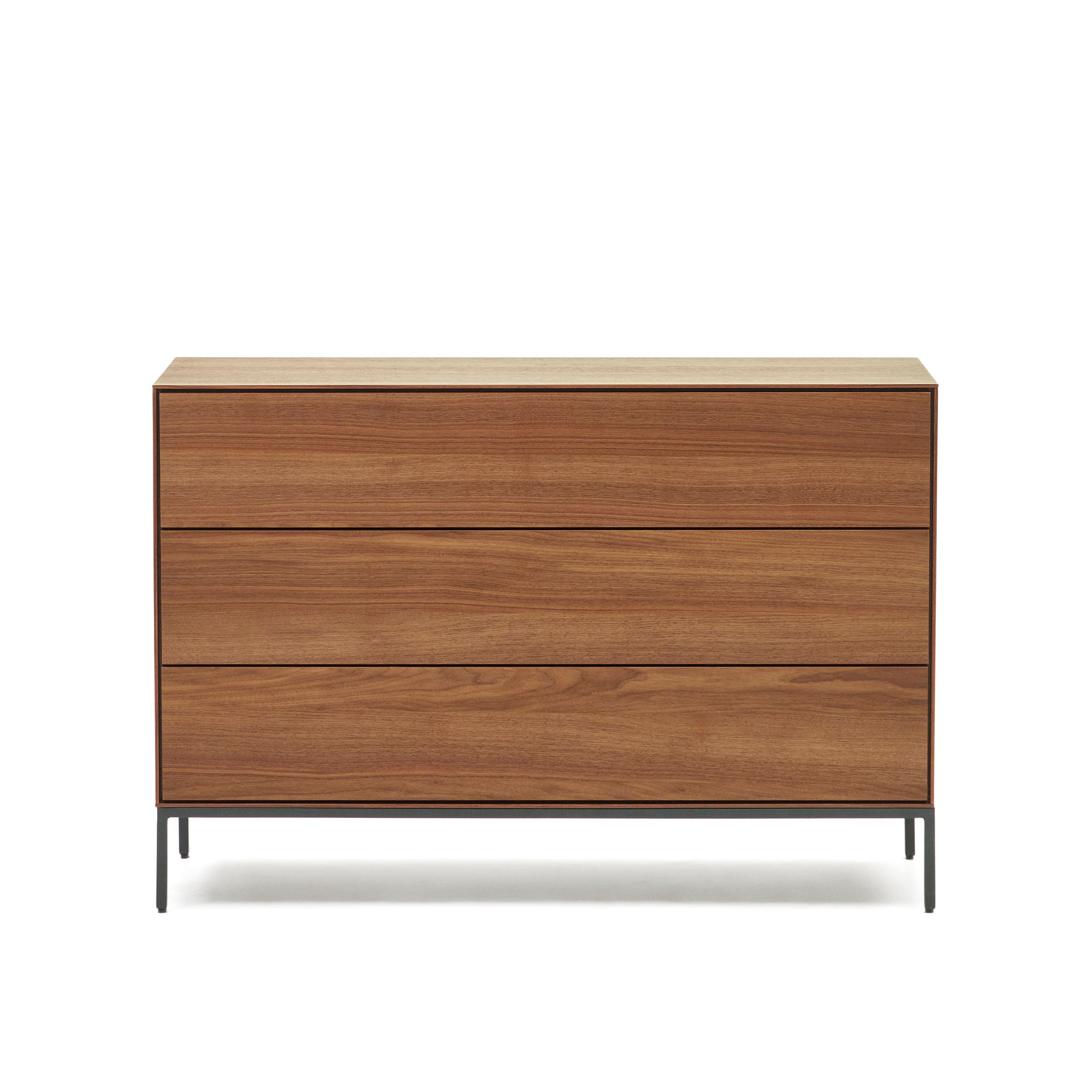 Vedrana Комод с 3 ящиками из орехового шпона со стальными ножками 110 x 75 см La Forma (ex Julia Grup)