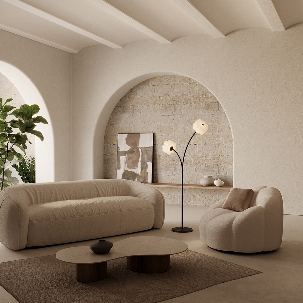 Торшер Flow черный металл/черный мрамор Aromas del Campo