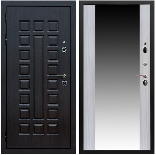 Дверь входная Graf Люксор 3К Шагрень черная / МДФ 16 мм СБ-16 Сандал белый