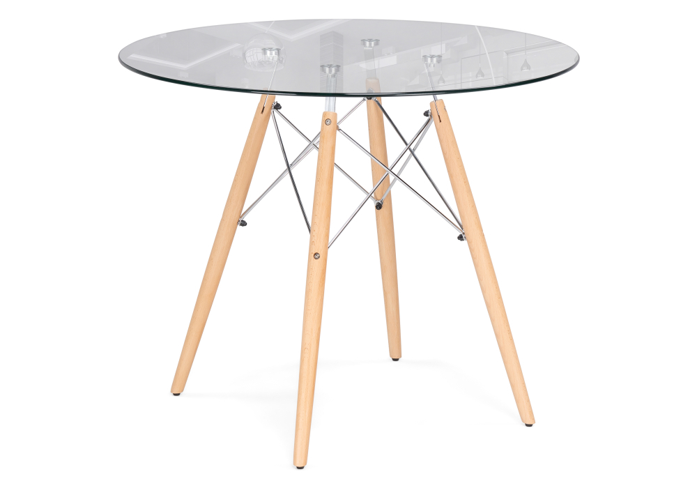 Стол стеклянный Woodville PT-151 90х90х76 clear glass / wood 15487
