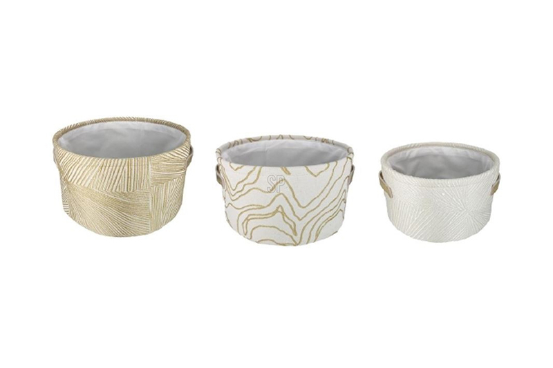 Набор из 3-х корзин для хранения хлопок с принтом Garda Decor HZ1934000