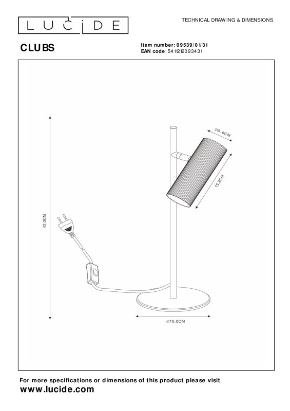 Настольная лампа LUCIDE 09539/01/31