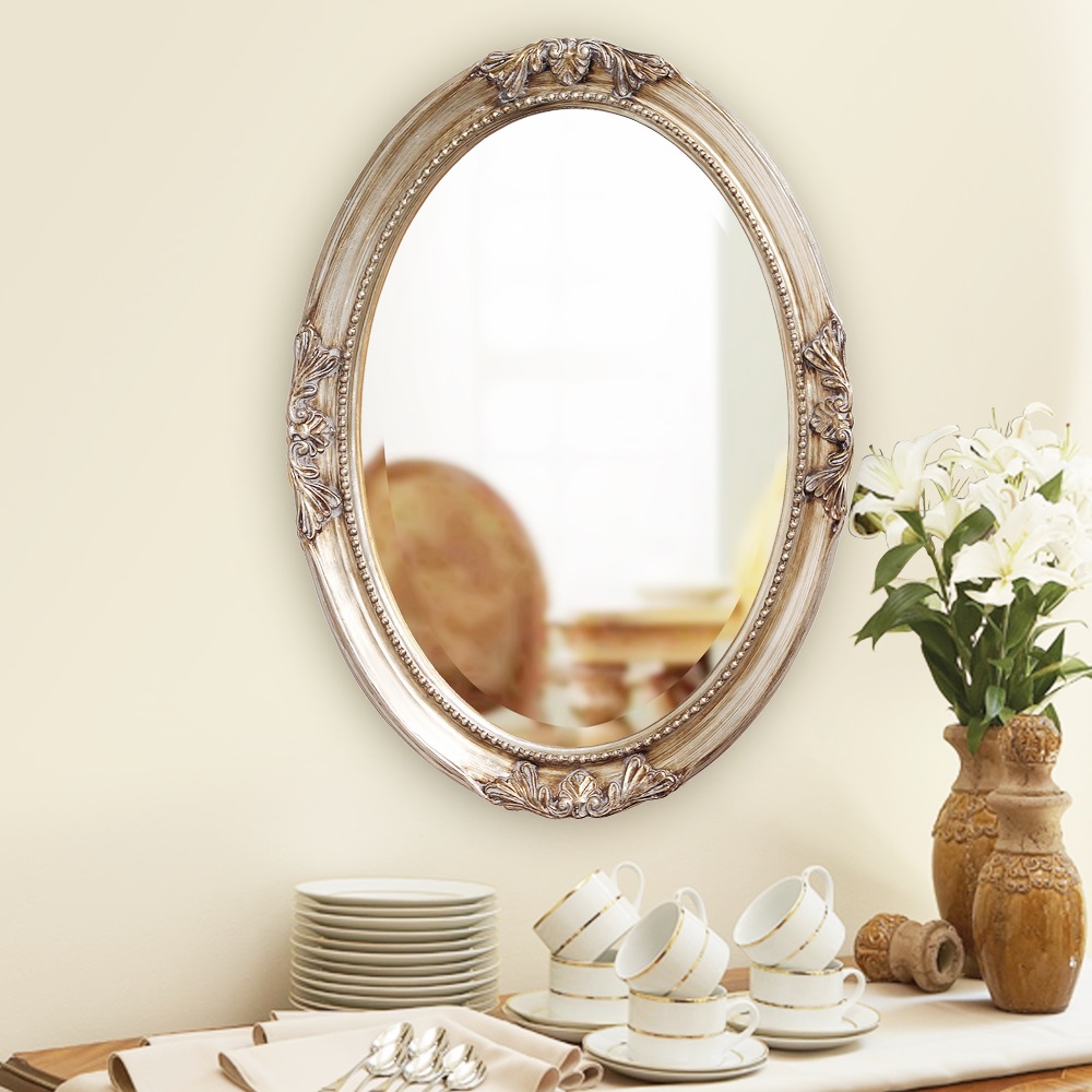 Овальное зеркало в раме Parigi Silver Art-Zerkalo FA398SL