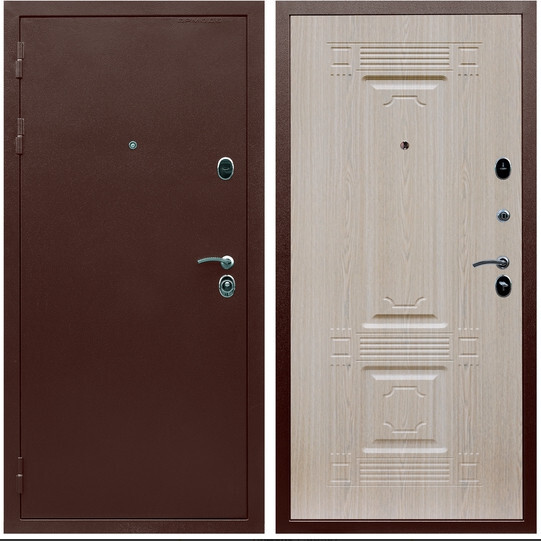 Дверь входная Graf Люкс ТП-70 Антик медь / МДФ 6 мм ФЛ-2 Дуб беленый