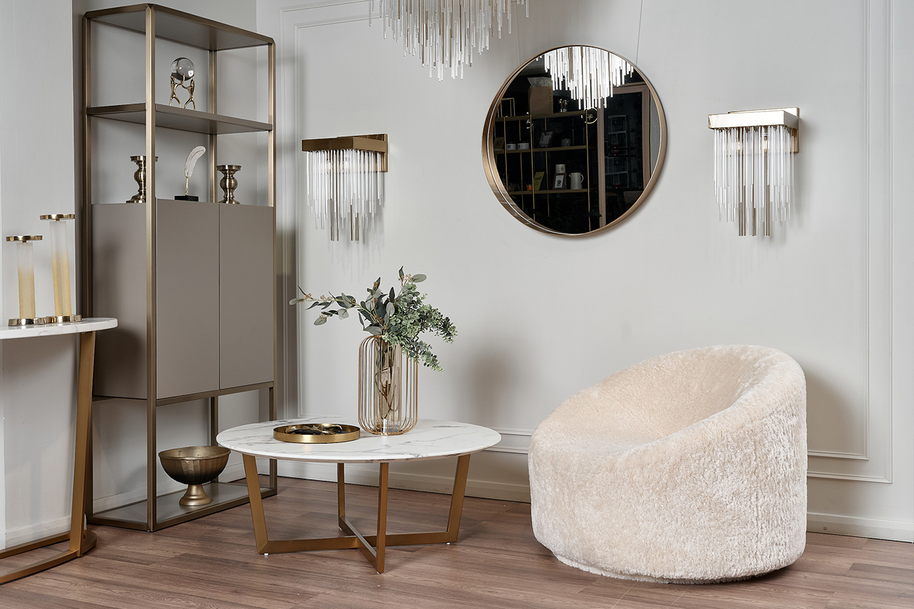 Кресло вращающееся Luna белое искусственный мех Garda Decor LUNA-4K-БЕЛ Esckimo01