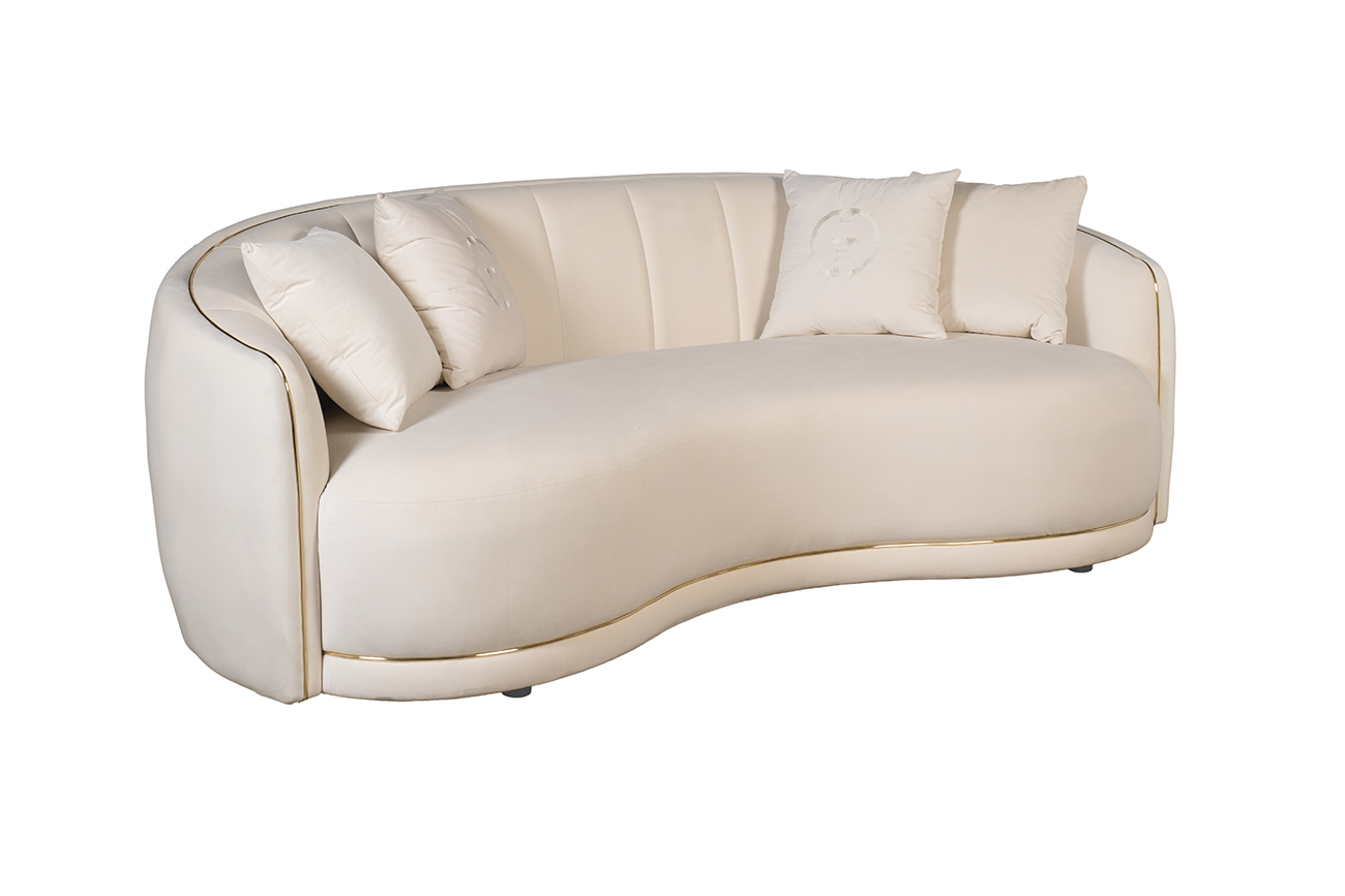 Диван трехместный велюровый бежевый Garda Decor 102AN-33831