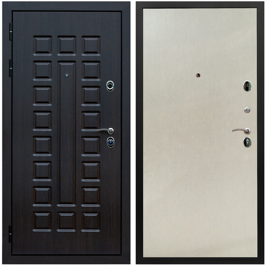 Дверь входная Graf Люксор 3К Шагрень черная / МДФ 6 мм ПЭ Венге светлый