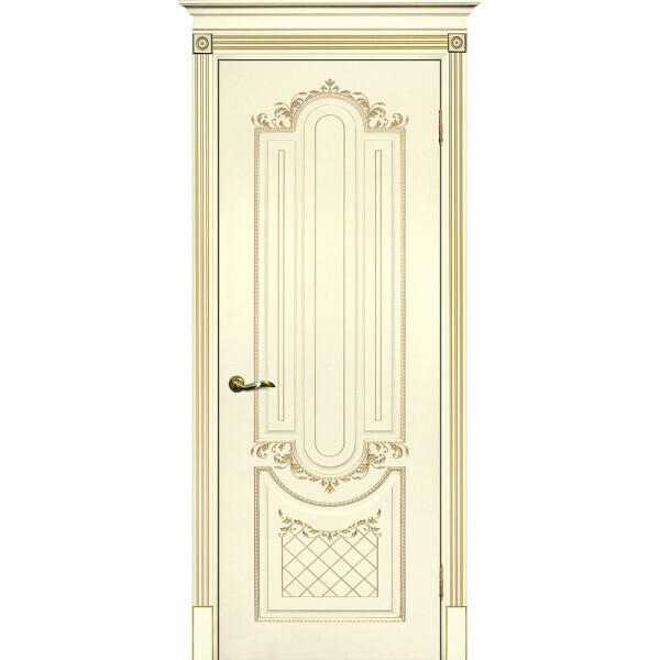 Межкомнатная дверь Graf Смальта 13 Слоновая кость ral 1013 патина золото (2000 х 800)