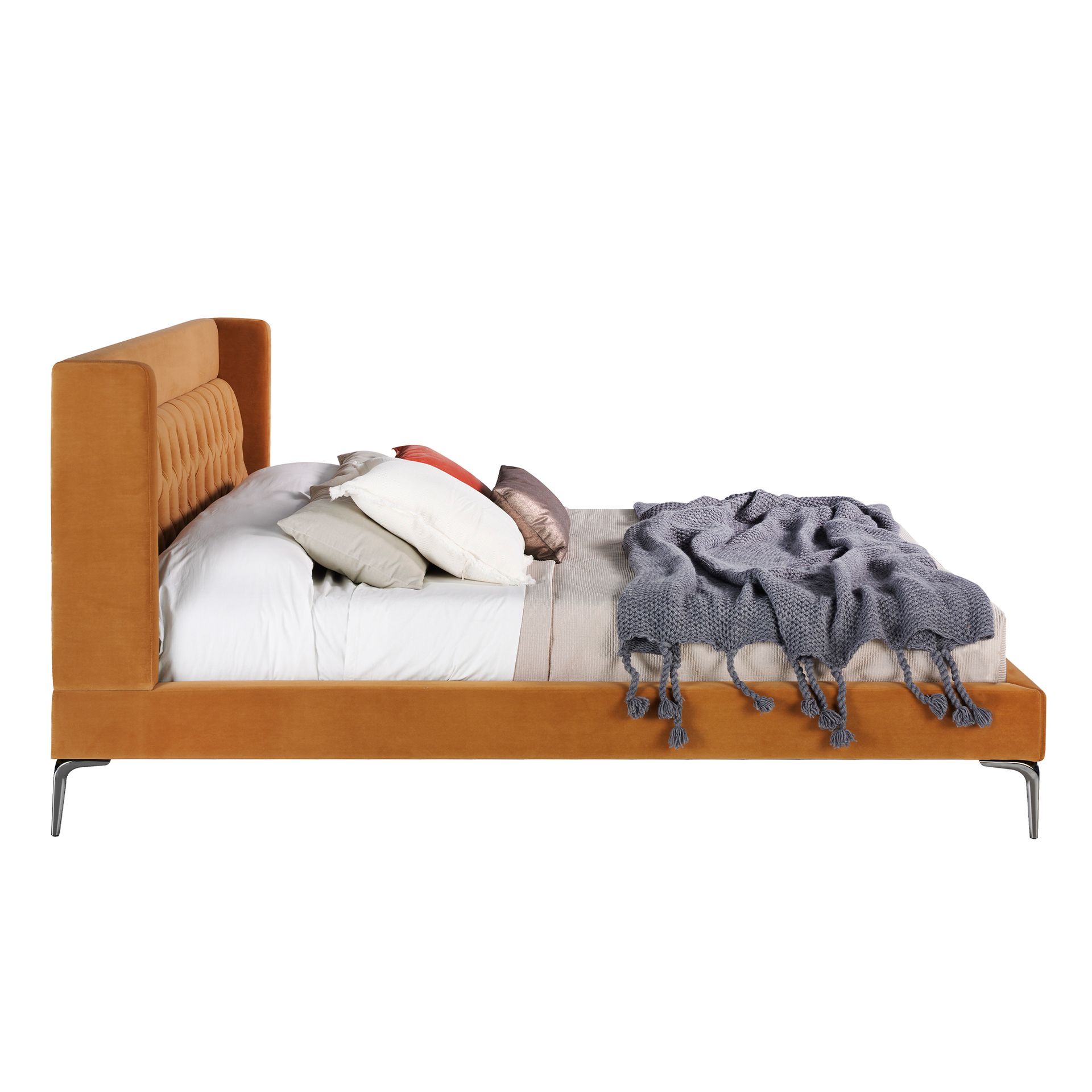 Кровать 7124  из бархата горчичного цвета 180 x 200 Angel Cerda