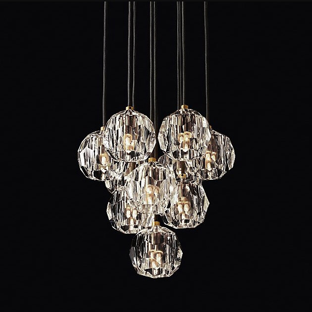 Подвесной светильник Restoration Hardware Boule De Cristal Round Cluster 14" Lacquered Burnished Brass