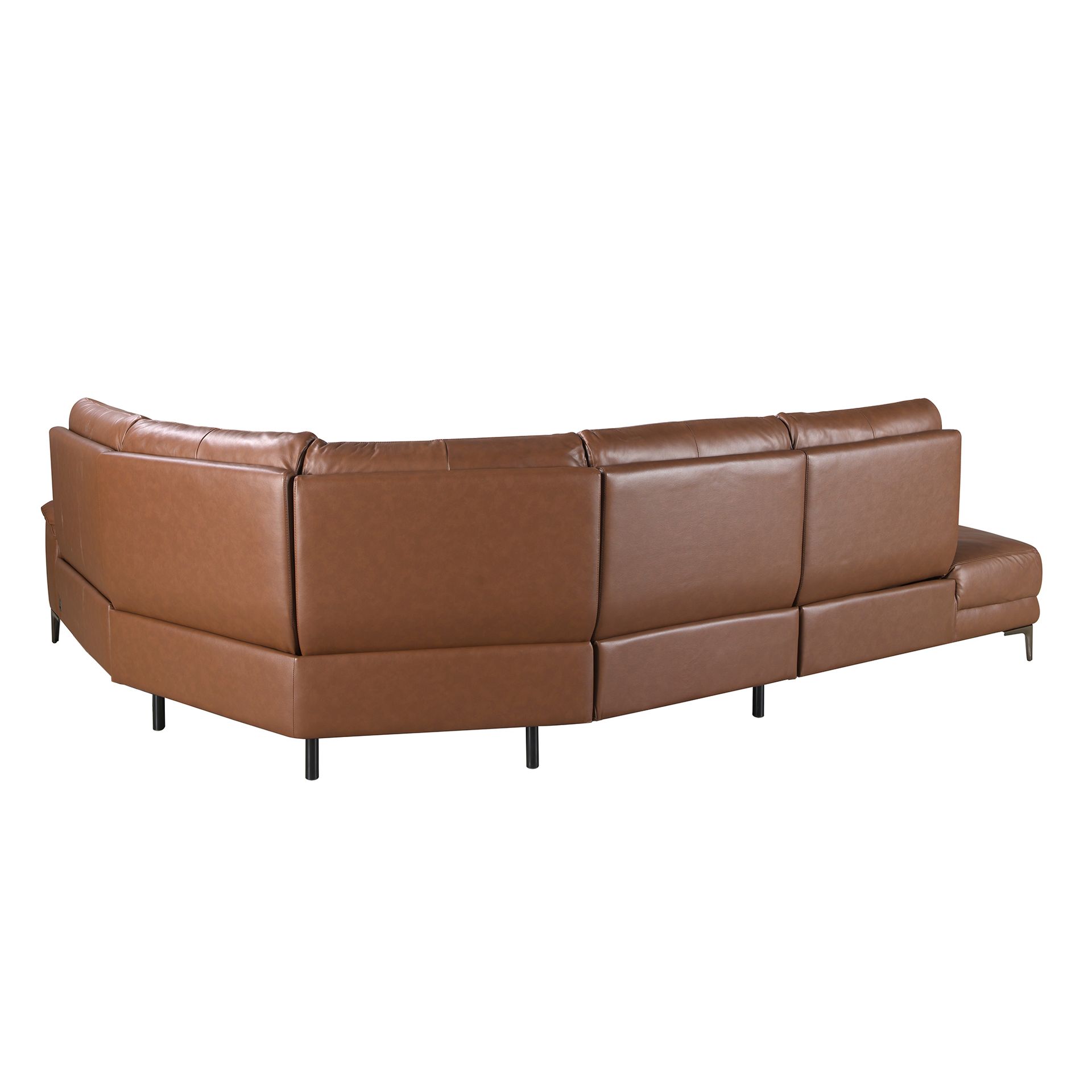 5-местный диван с левым шезлонгом 6216 из коричнево-табачной кожи Angel Cerda