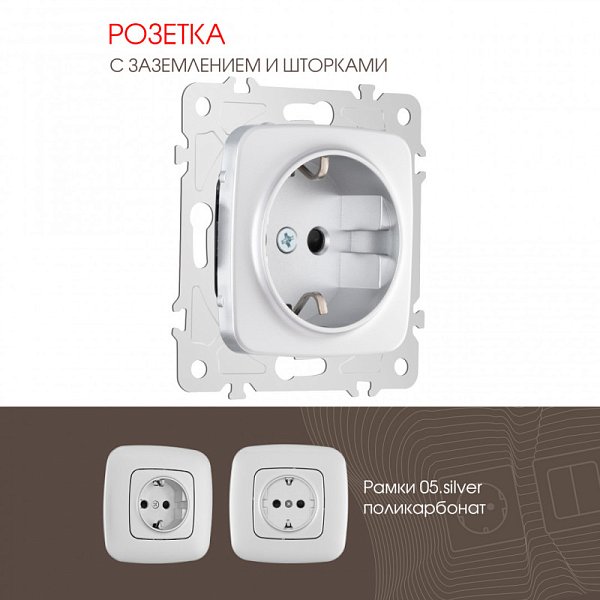Розетка Arte Milano 205.40-1.silver
