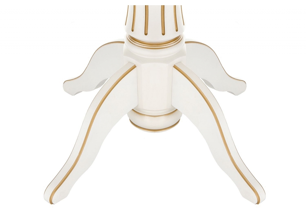 Стол деревянный Woodville Павия 90(120)х90х80 молочный с золотой патиной 406082