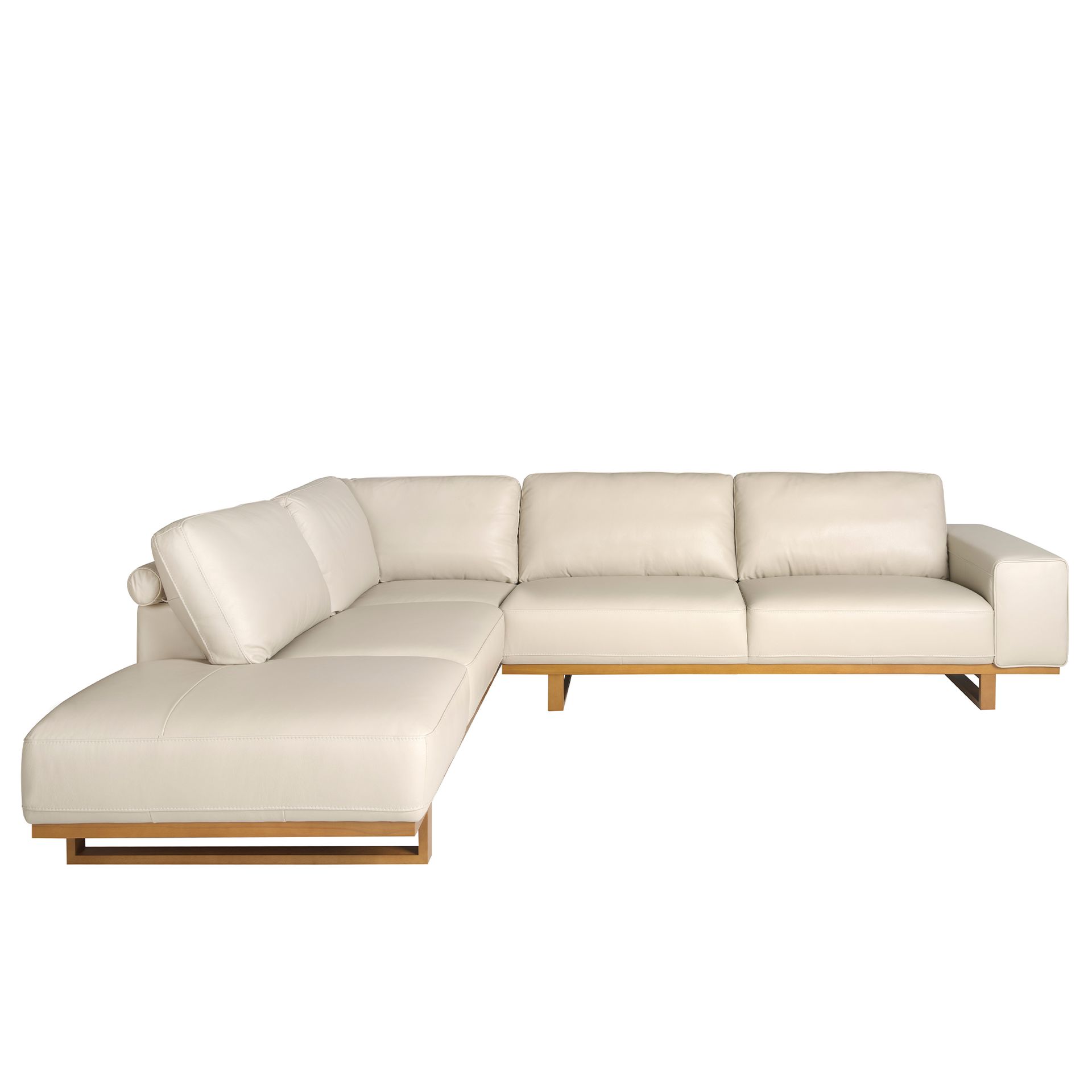 Угловой диван с левым шезлонгом 6204/5603-L-T541011 из песочной кожи Angel Cerda