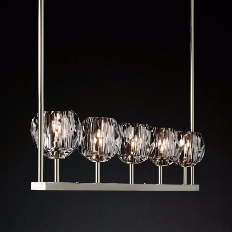 Люстра RH Boule De Cristal Linear Chandelier 5 Nickel by ImperiumLoft