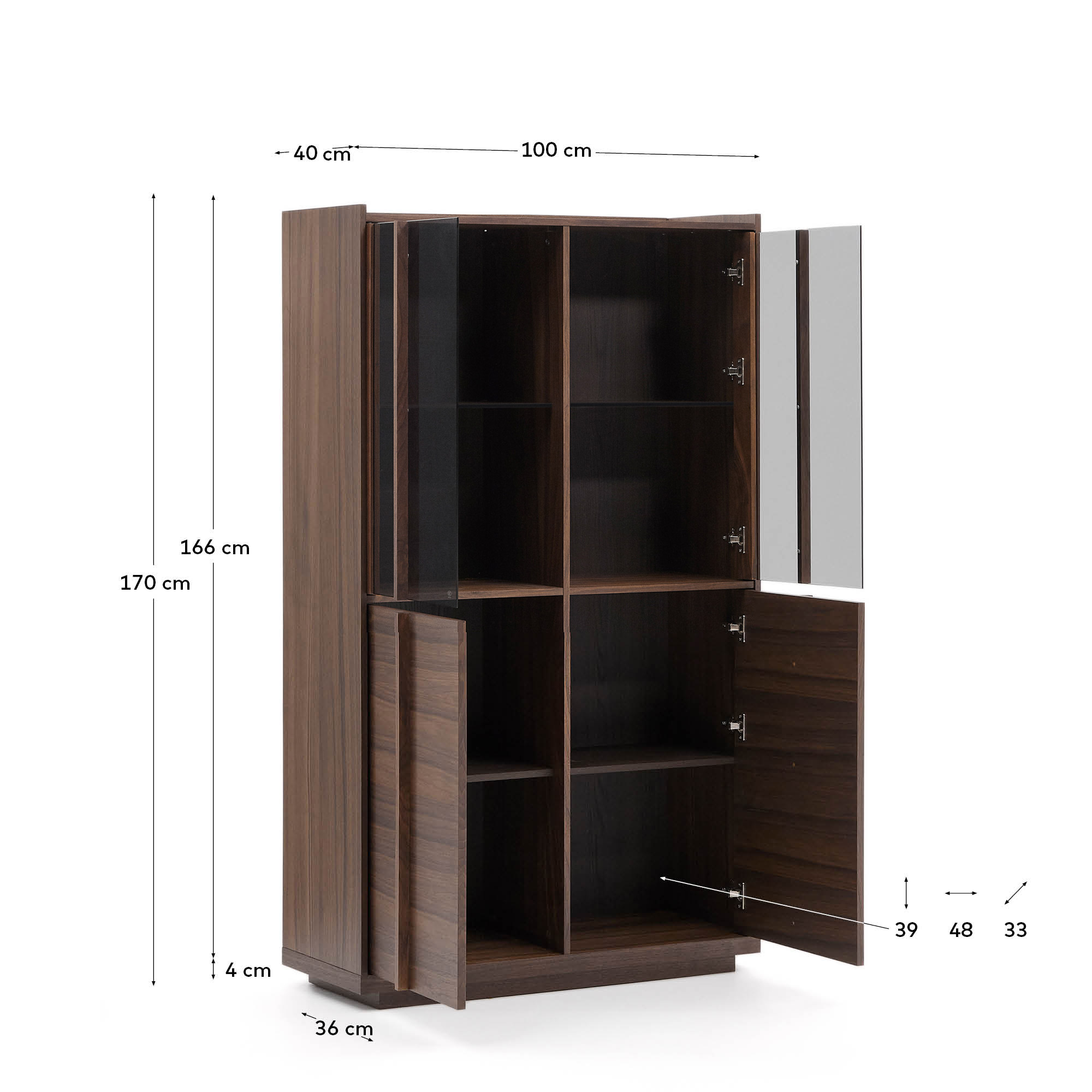 Витрина Onix из массива ореха и орехового шпона темная отделка 101 x 170 см La Forma 205360
