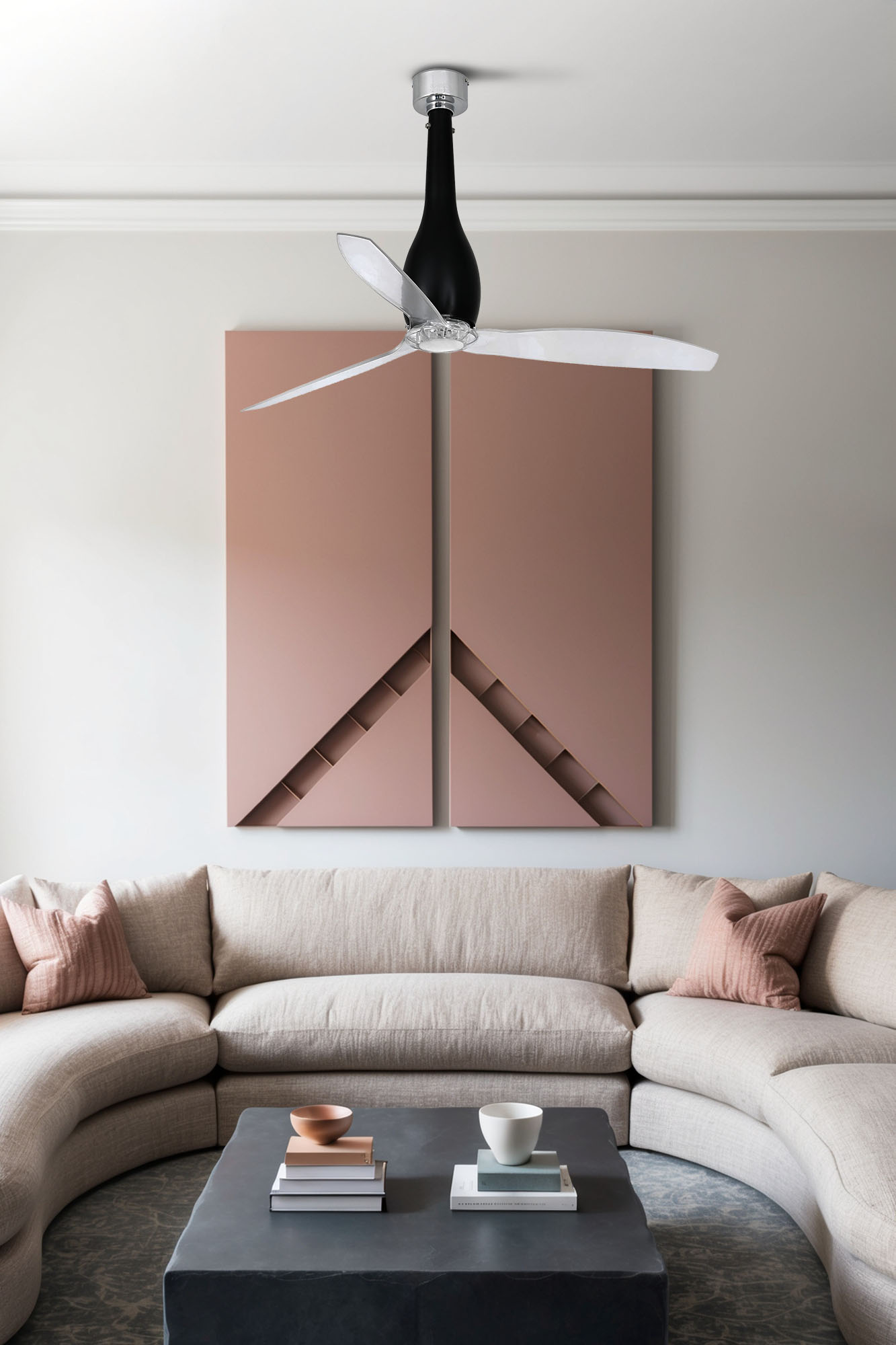 Матовый черный / прозрачный потолочный вентилятор Eterfan 128 см Faro