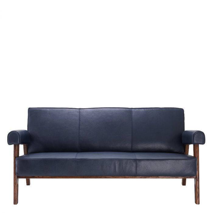 Диван Eichholtz Milo brown oak blue leather 114502