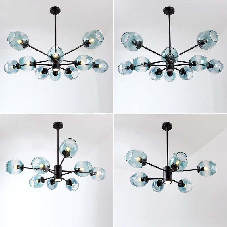 Люстра на штанге MARINE D104 10 lamps Black/Blue by ImperiumLoft