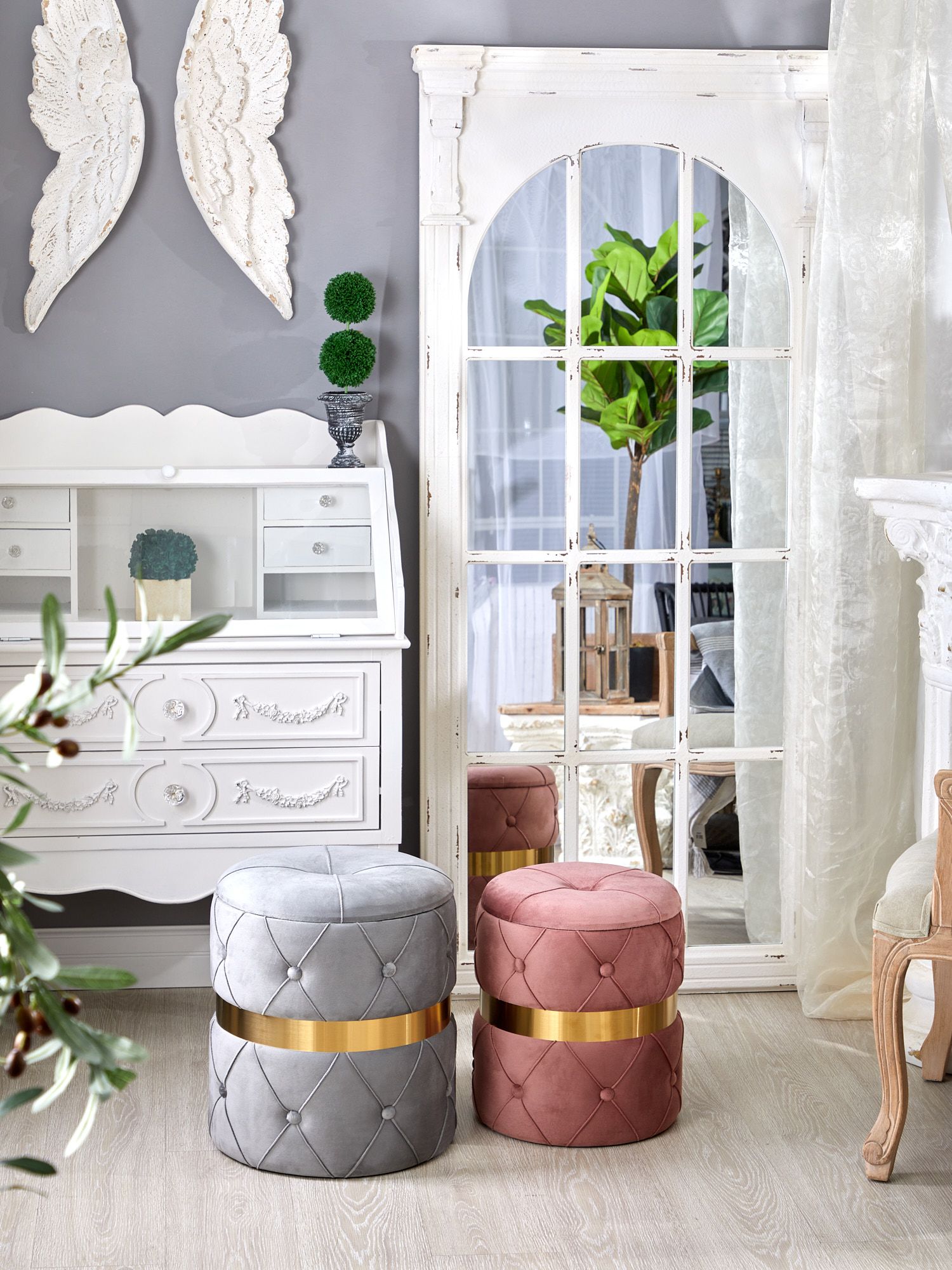 Пуфы с крышкой, набор Glasar 49-334/BM