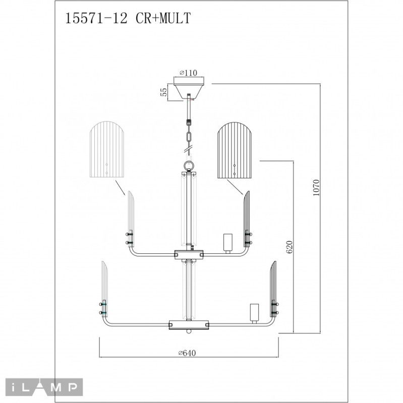 Подвесная люстра iLamp 15571-12 CR+MULT