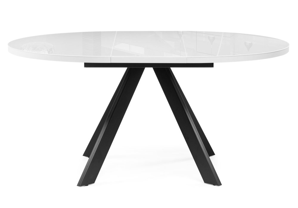 Стол стеклянный Woodville Веллор 120(160)х120х75 белый / черный 502178