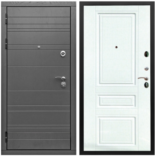 Дверь входная Graf Роял Вуд МДФ 10 мм Роял Вуд графит / МДФ 16 мм ФЛ-243 Ясень белый