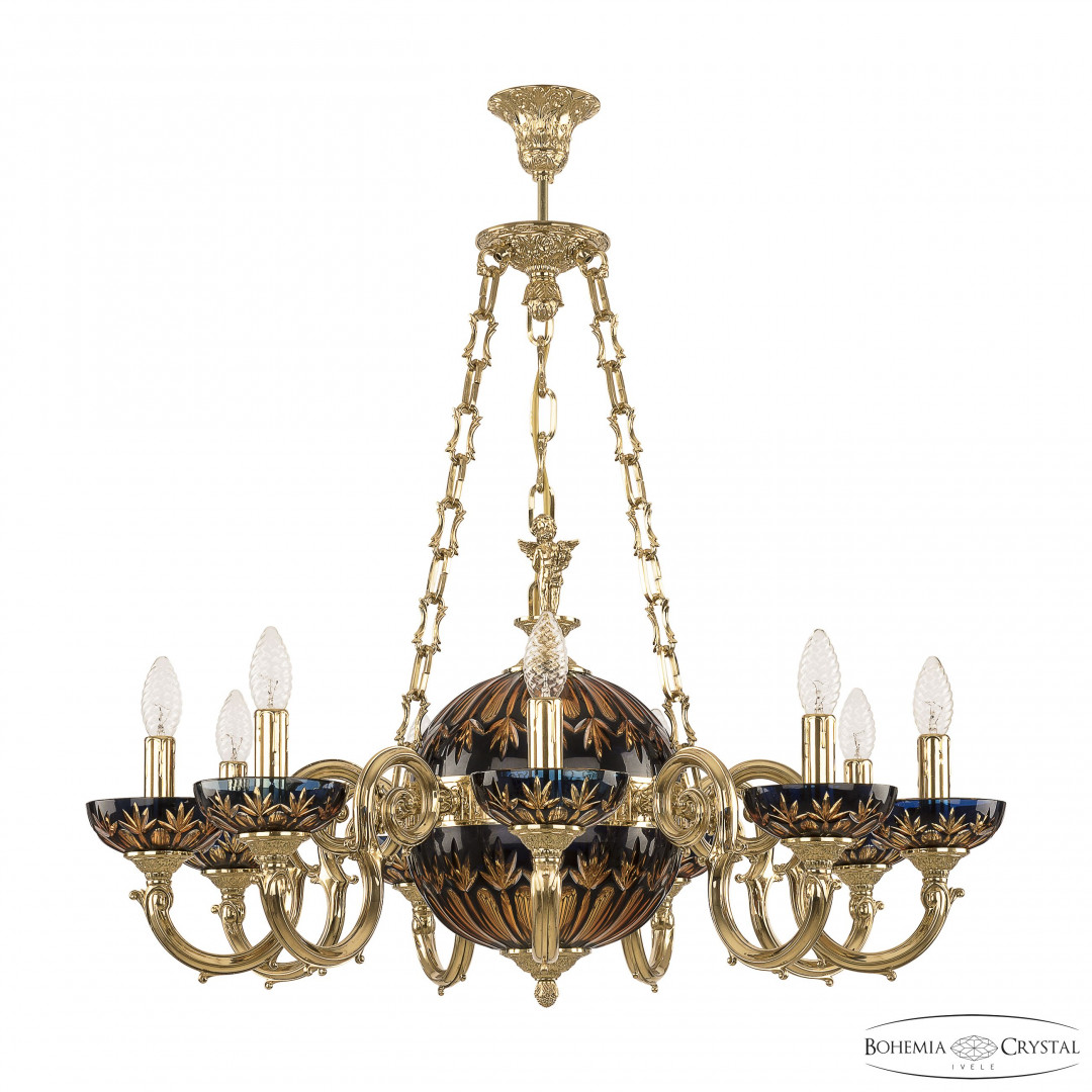 Люстра бронзовая 72003P/9/210 G P Amber-Blue/H-1I FA10S