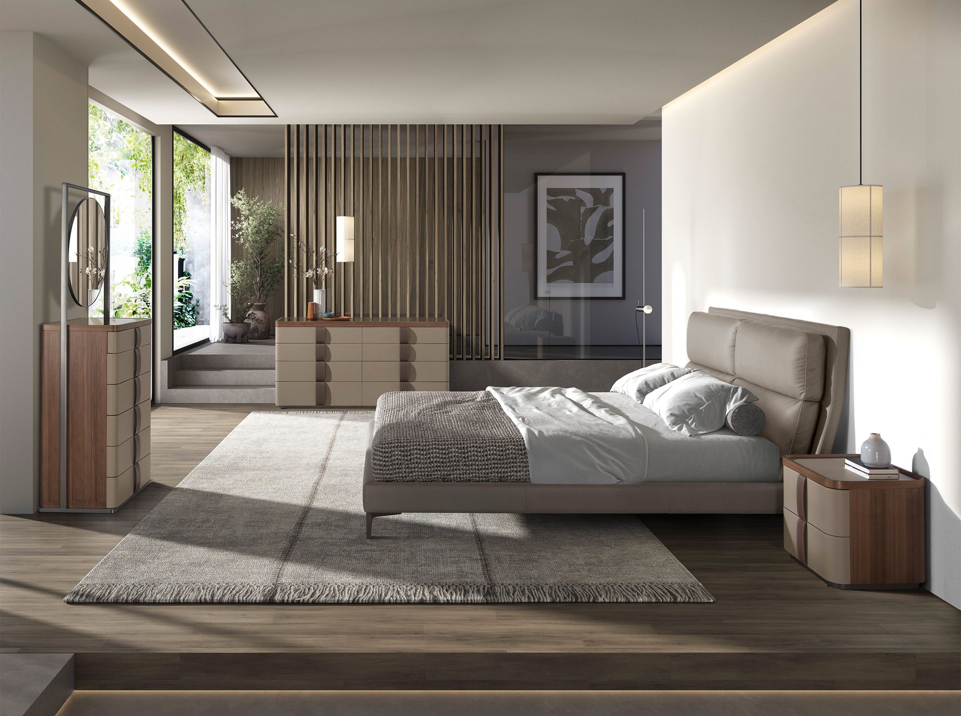 Комод 7203 из кожи, ореха и полированной стали Angel Cerda