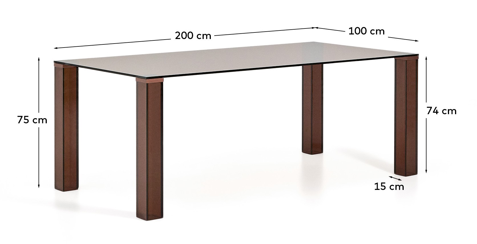 Стол Adularia из коричневого закаленного стекла 200 x 100 см La Forma 447715