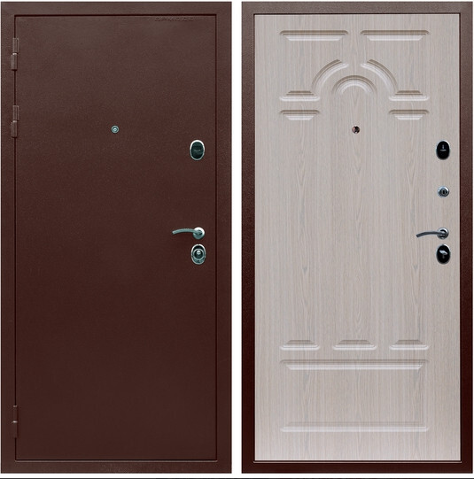 Дверь входная Graf Люкс ТП-70 Антик медь / МДФ 6 мм ФЛ-58 Дуб беленый