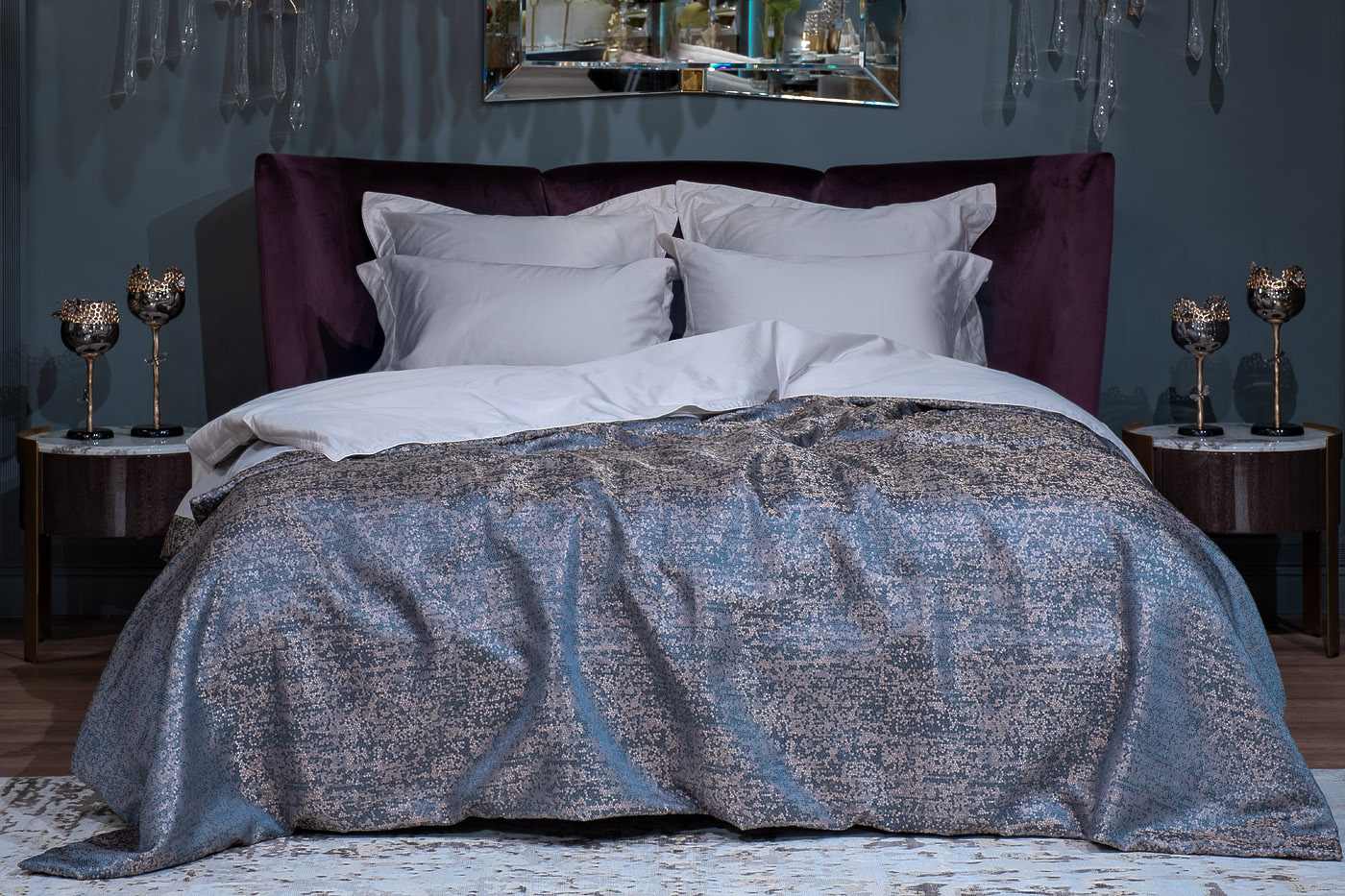 Покрывало BARI 260х260см голубое Garda Decor GD-TEL09-POKR GOL