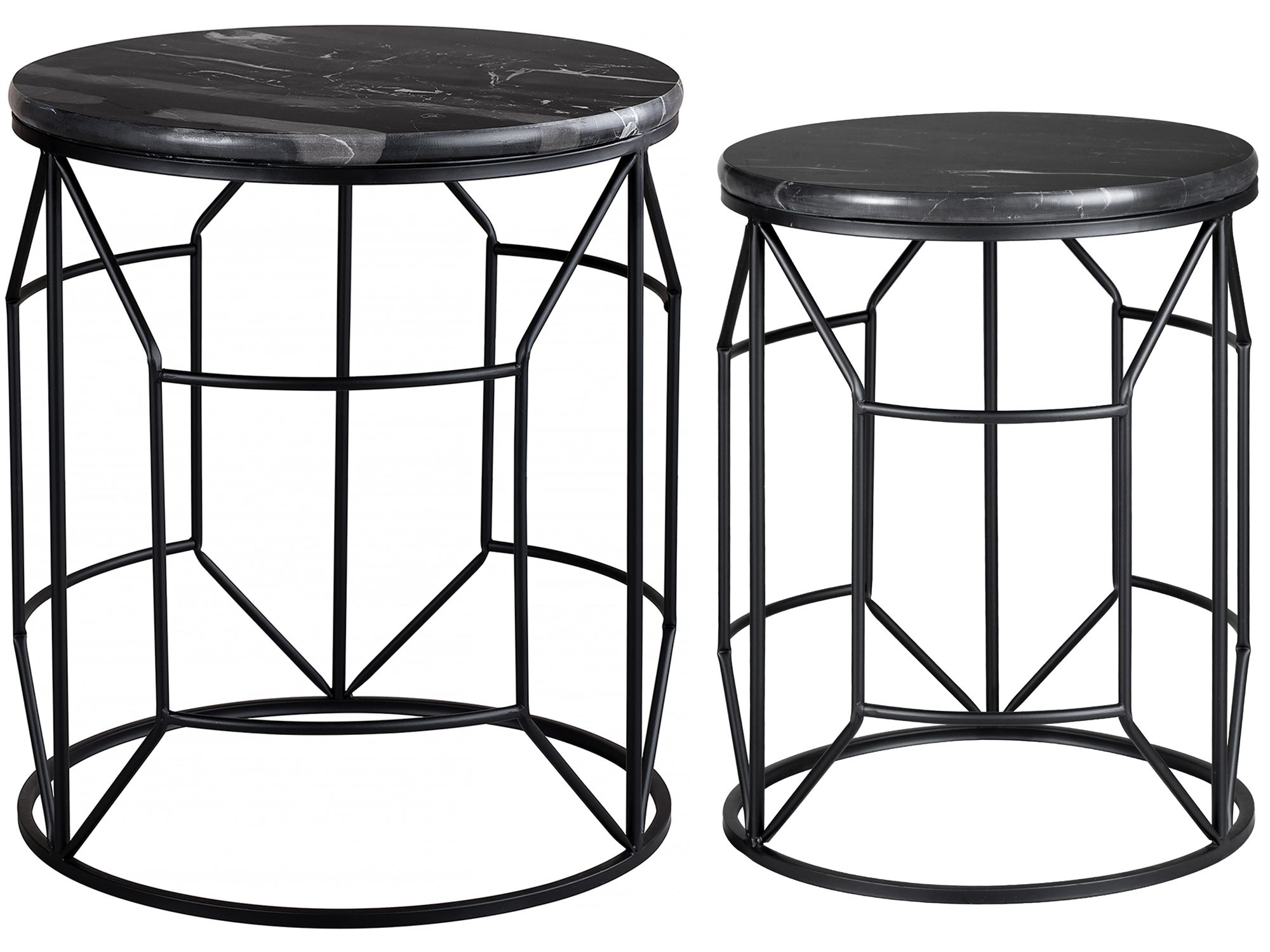 Столики интерьерные с черным мрамором, набор Glasar 54-261/260