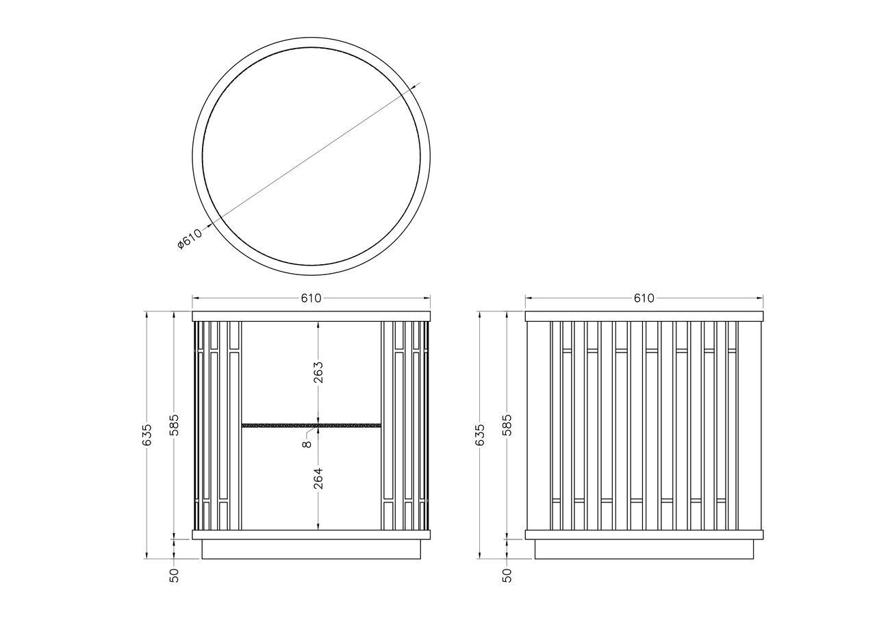 Тумба зеркальная круглая с полкой Garda Decor KFG077