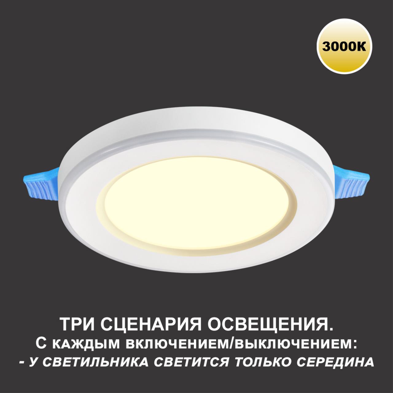 Светильник встраиваемый светодиодный (три сценария работы) Novotech 359020