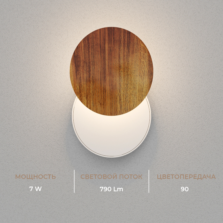 Настенный светодиодный светильник Ledron UFO G2 Wooden White