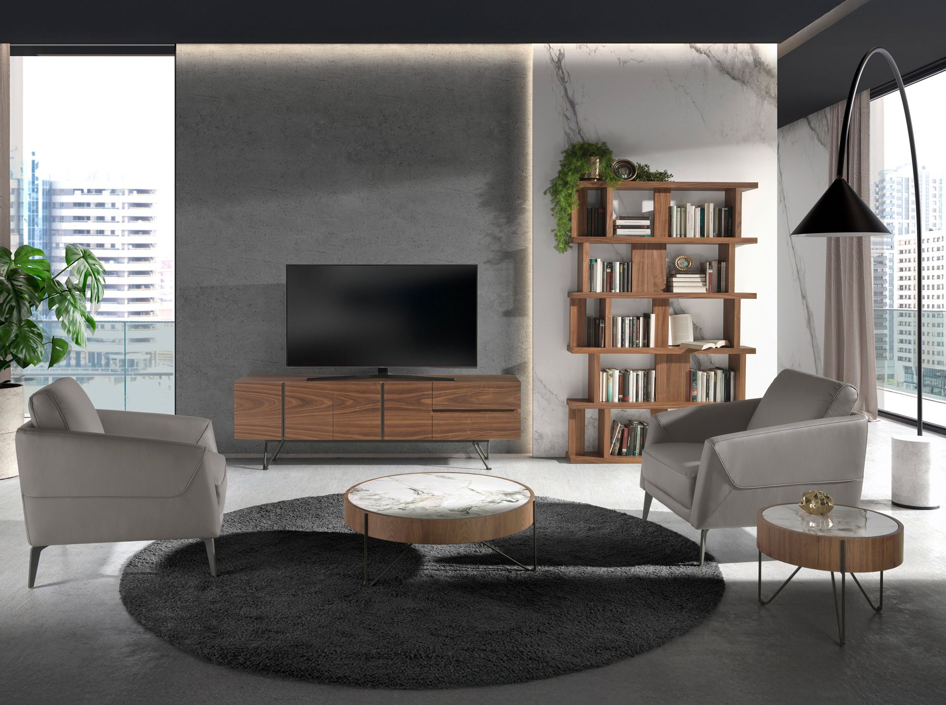 Кресло 5134/KF-A051-M9019 темно-серое кожаное Angel Cerda