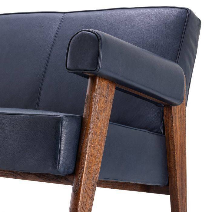 Диван Eichholtz Milo brown oak blue leather 114502