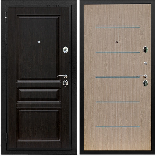 Дверь входная Graf Премиум-Н МДФ 16 мм ФЛ-243 Венге / МДФ 6 мм В-03 молдинг Венге светлый