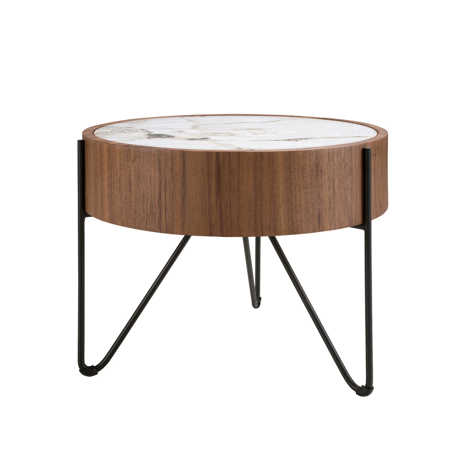 Круглый приставной столик 2139/MH2303B из ореха и мраморной керамики Angel Cerda