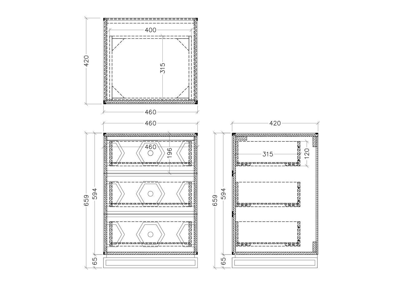 Тумбочка зеркальная с ящиками Garda Decor KFG044