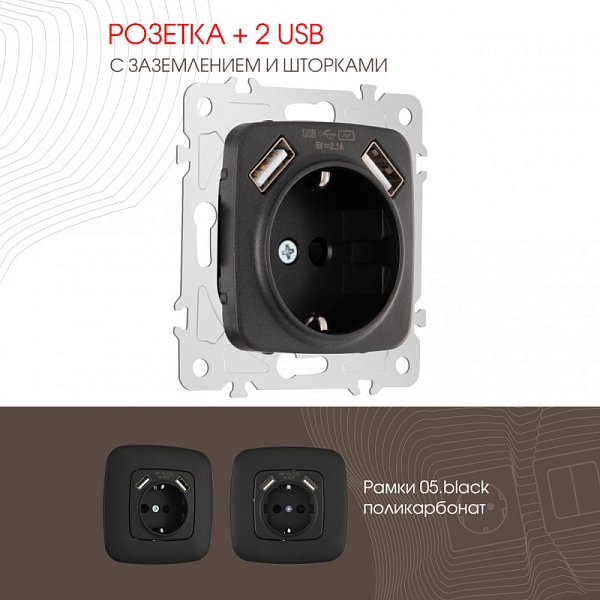 Розетка Arte Milano 205.47-1.black