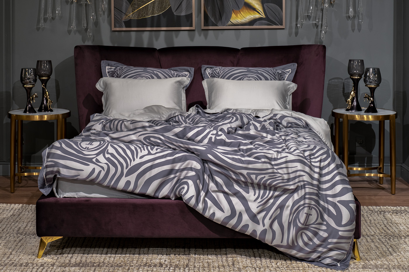 Пододеяльник Саванна с принтом 145х210см серый Garda Decor 144HF-41002