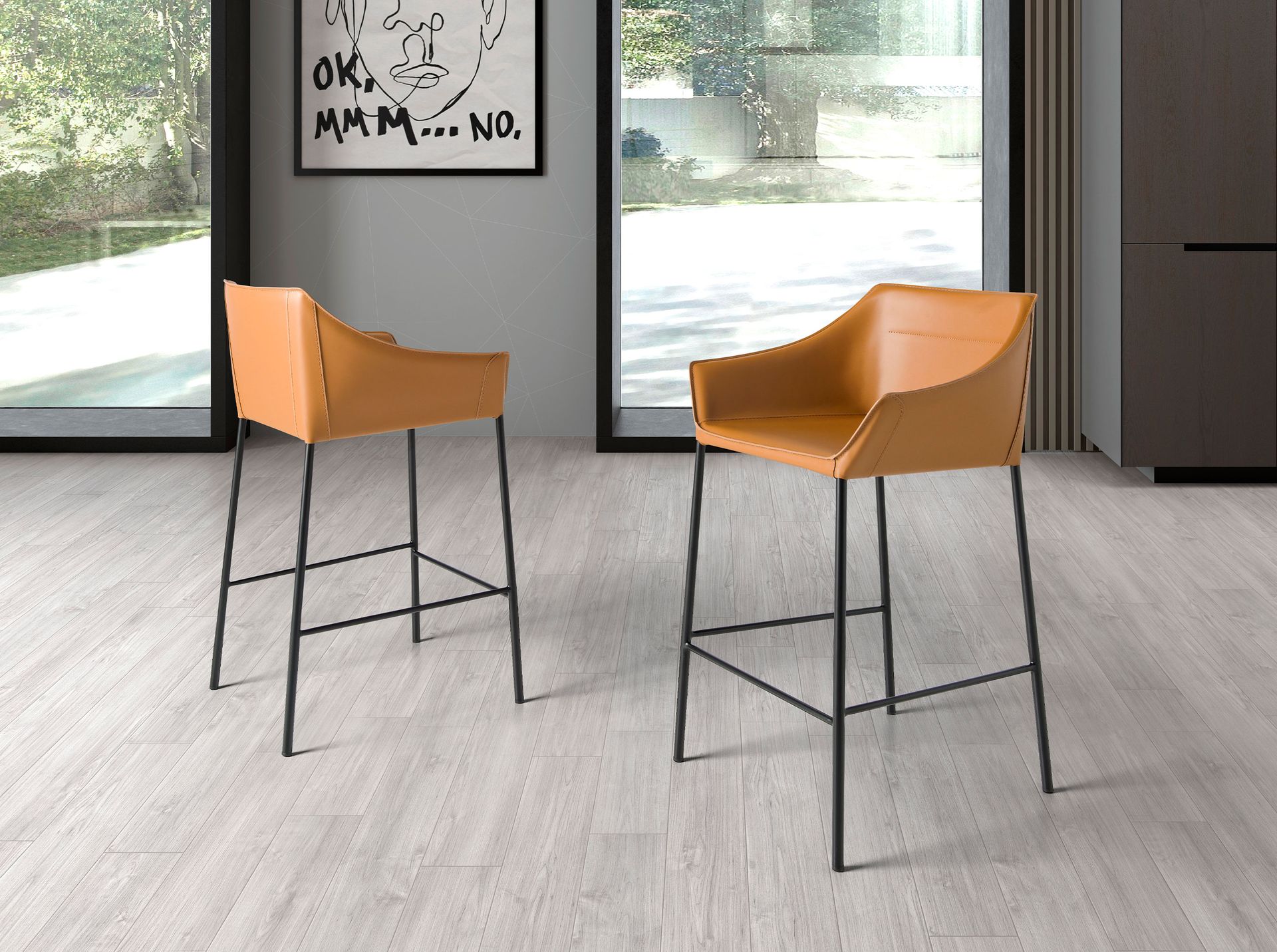 Барный стул 4145/CS931A коричневый из экокожи Angel Cerda