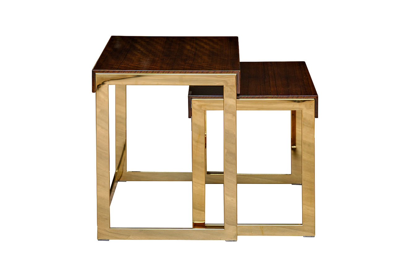 Столик журнальный квадратный тиковый шпон/лак/золото Garda Decor 84HB-13STOL/ZH