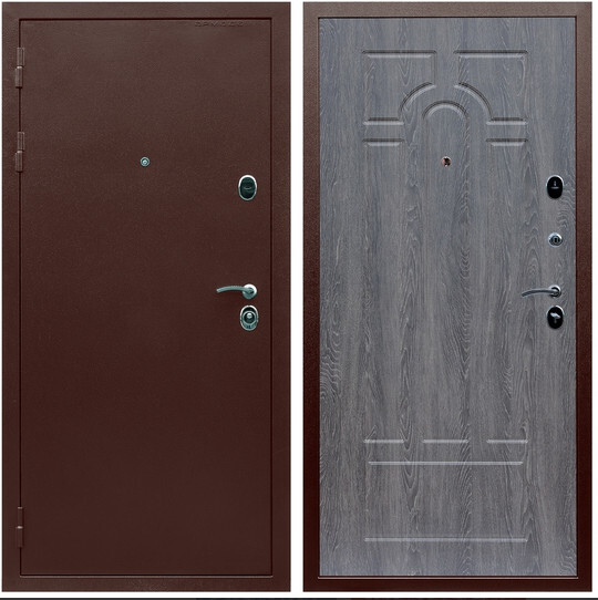 Дверь входная Graf Люкс ТП-70 Антик медь / МДФ 6 мм ФЛ-58 Дуб Филадельфия графит