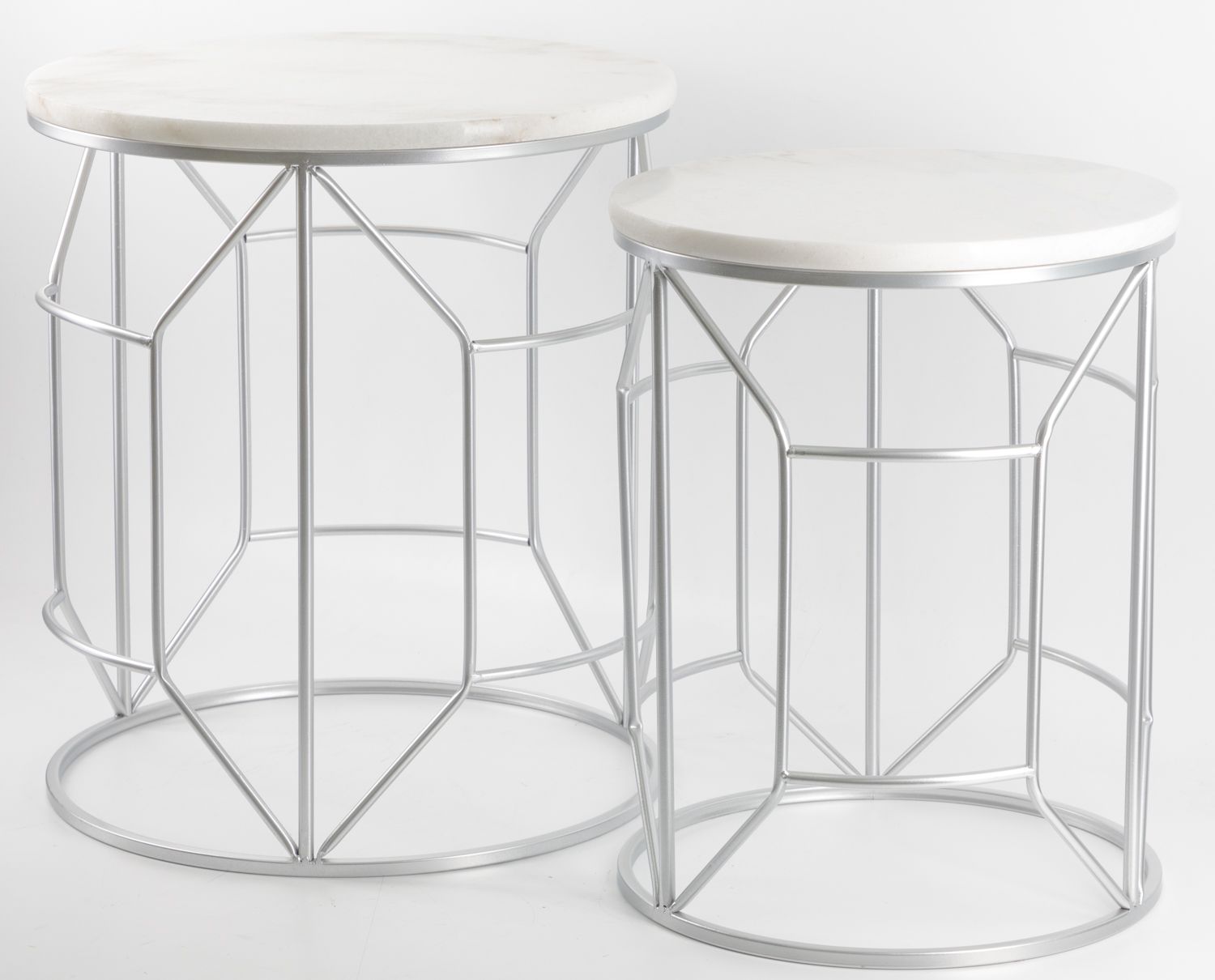 Столики интерьерные с белым мрамором, набор, Glasar 54-194/193