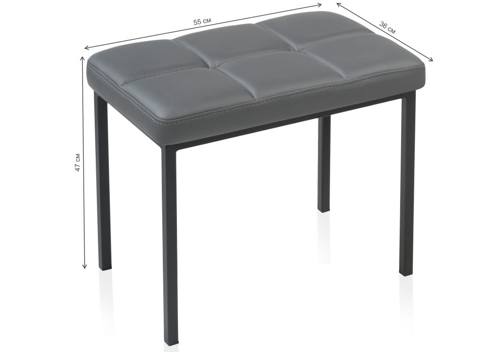 Банкетка Woodville Дион кожзам темно-серый / черный матовый 424172
