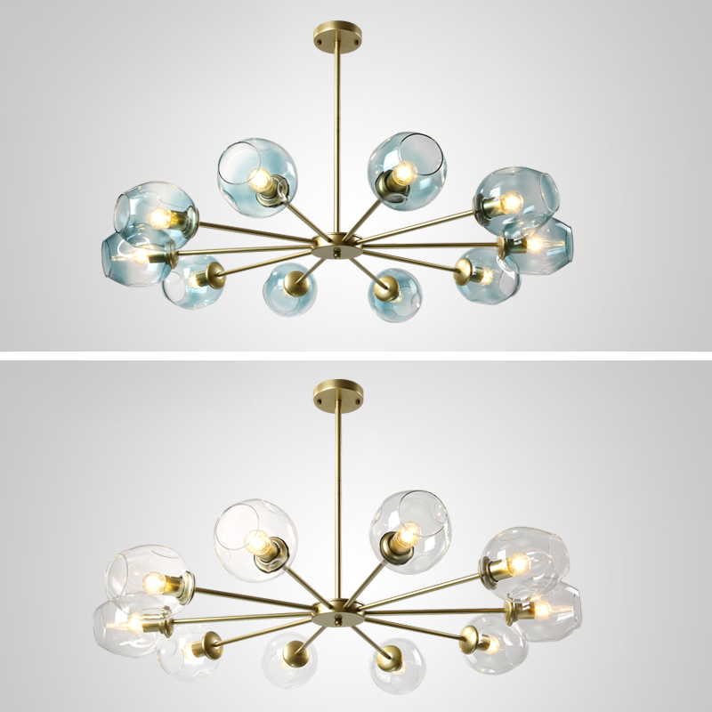 Люстра на штанге MARINE D104 10 lamps Black/Transparent by ImperiumLoft